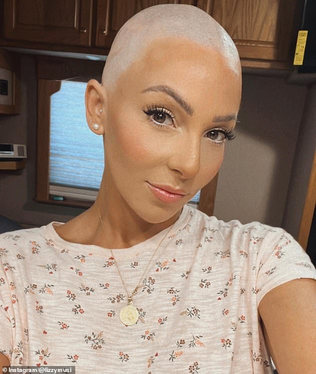 She was diagnosed with the disease in April 2023 and by the time doctors diagnosed the disease, it had reached stage four; pictured just after she shaved her head in June
