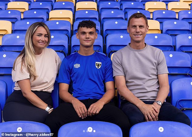 New AFC Wimbledon pro Harry Sidwell pictured with his mum Chrissie and dad Steve.