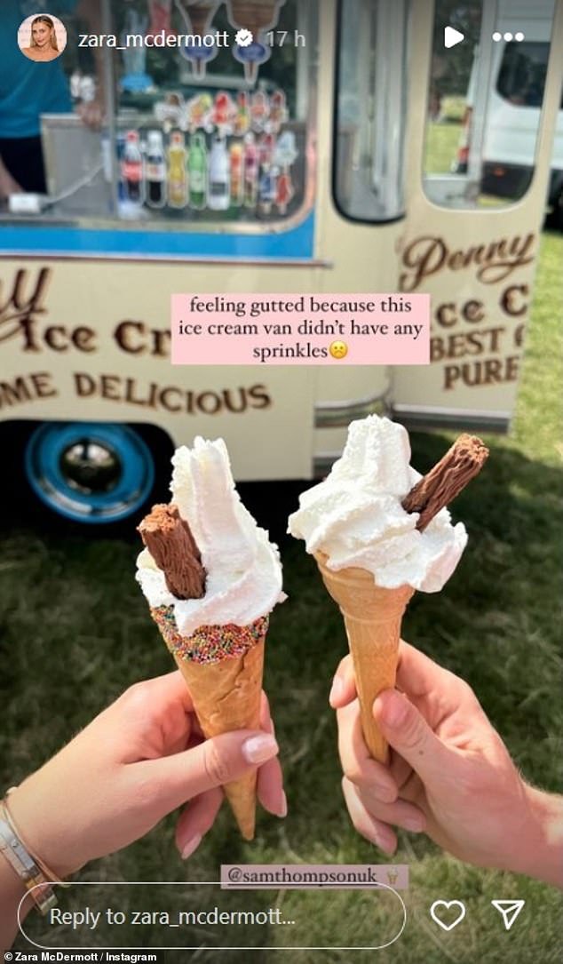 The Love Island star took to her Instagram Stories the same day to reveal the pair had grabbed two ice creams from a van during their outing