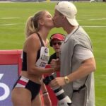 German track star Alicia Schmidt, dubbed ‘the world’s sexiest athlete’, goes public with her photographer boyfriend as they share a kiss after her race
