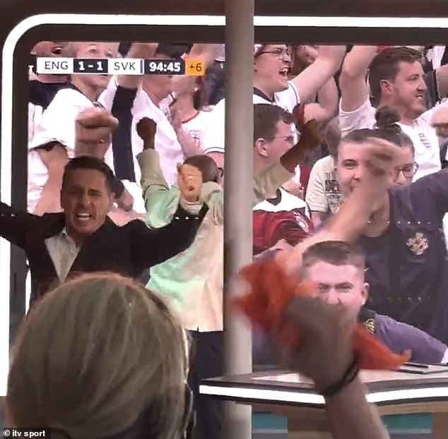 Former England right-back Neville was filmed repeatedly shouting: 'We're not going home'