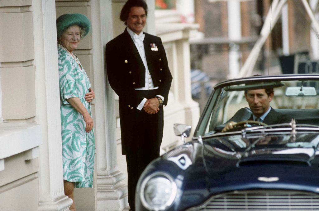 The Queen Mother and William Tallon as King Charles was getting into the car