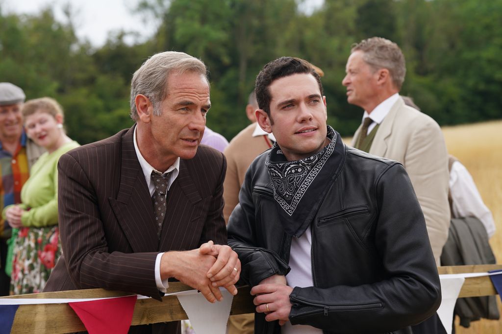 Tom Brittney and Robson Green as Will Davenport and Geordie Keating in Grantchester 