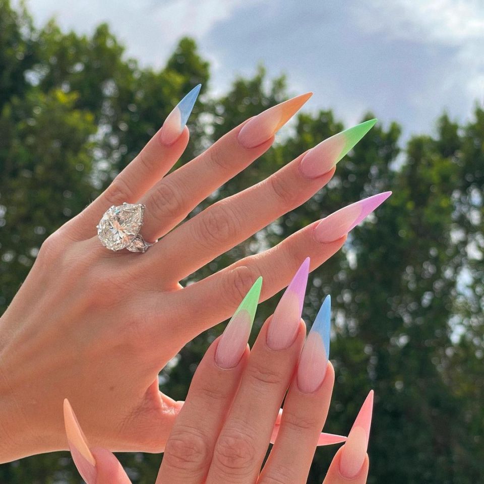 Khloe Kardashian flaunts a diamond ring on her hand