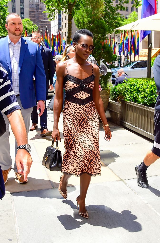 Lupita Nyong'o Leopard Print Betsey Johnson Dress