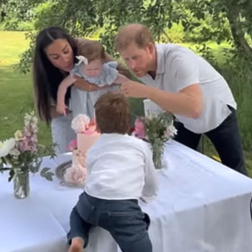 Meghan Markle, Prince Harry, Archie and Lilibet blowing out birthday candles
