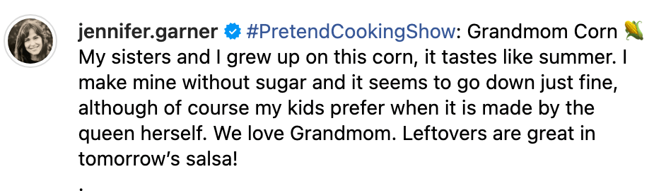 Jennifer Garner's kids love their grandmother's recipes 