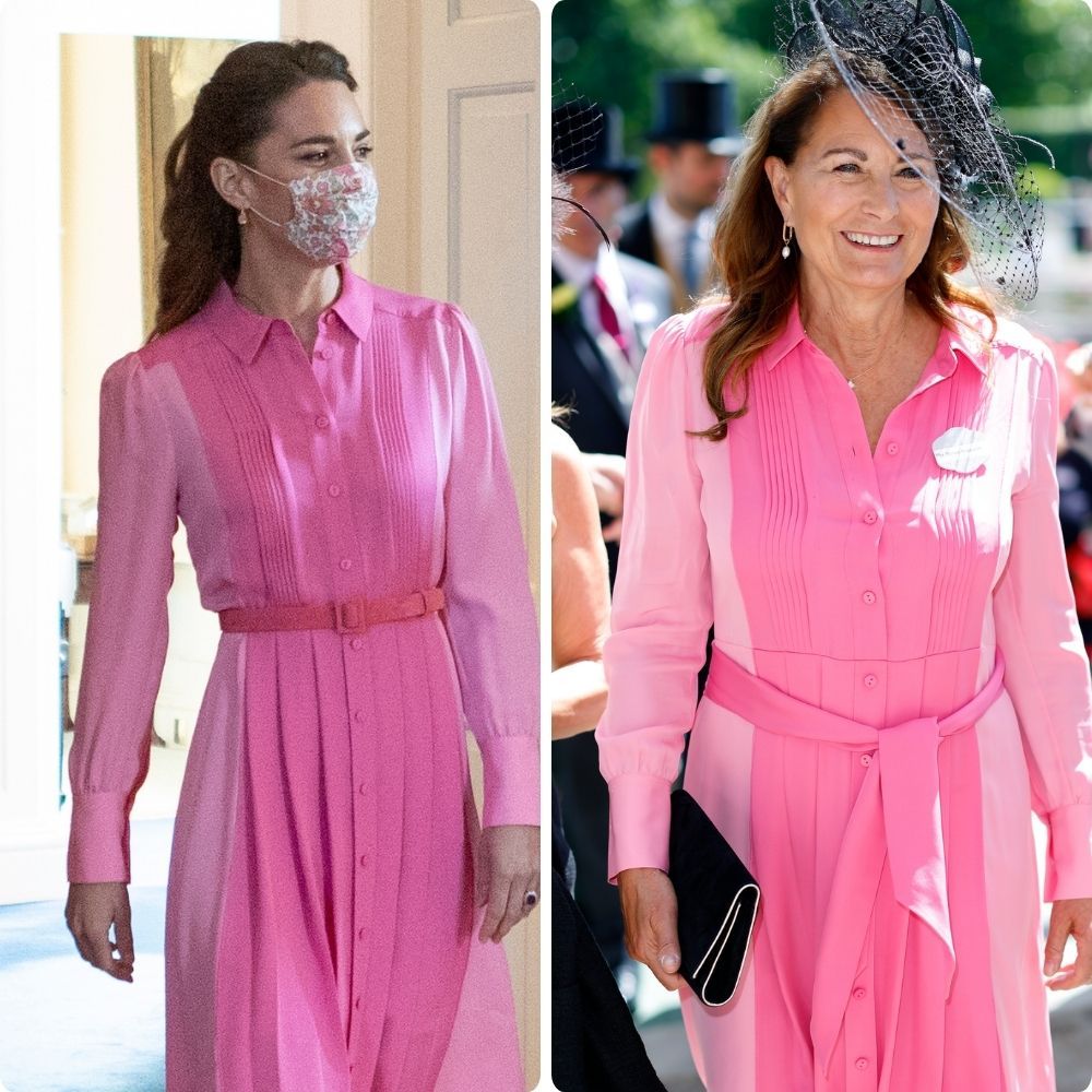 Kate Middleton wears a pink dress just like her mother Carole
