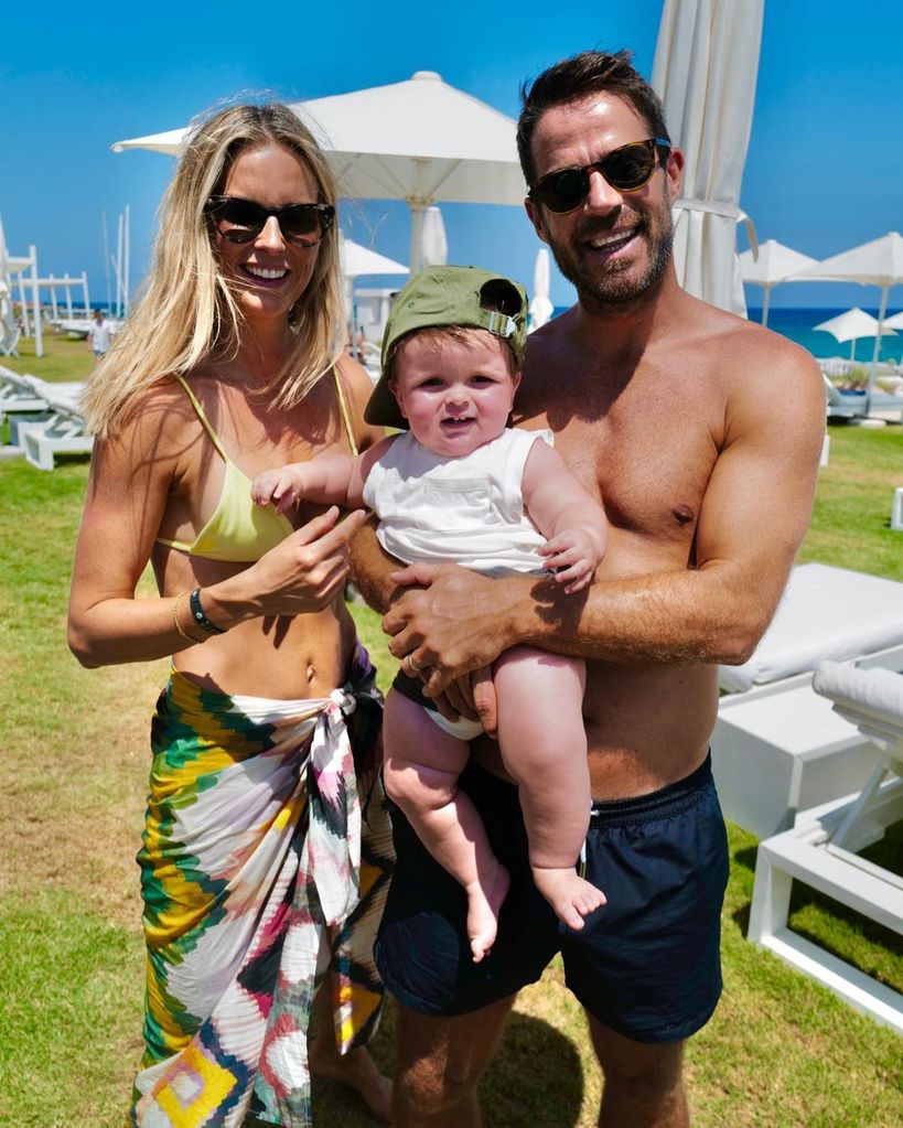 Bikini-clad Frida Redknapp with Jamie and their son