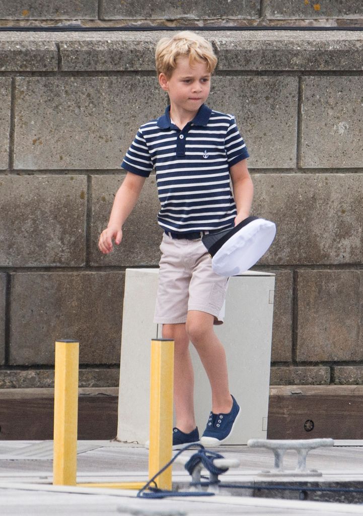 Prince George in a striped polo shirt