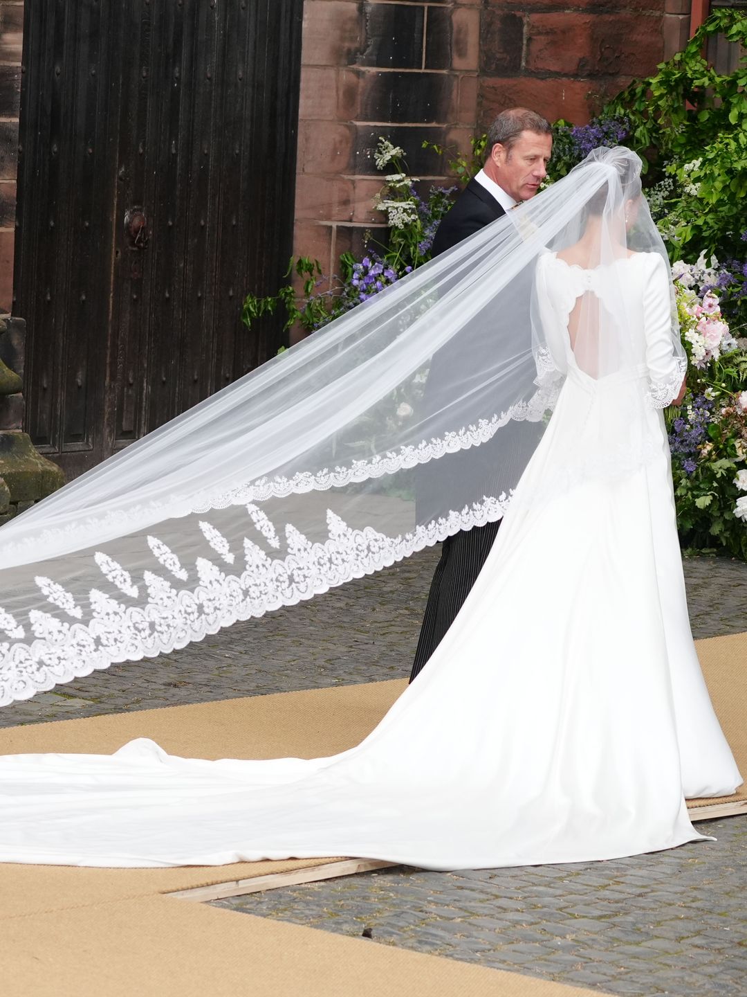 Olivia Henson arrives for her wedding to Hugh Grosvenor, the Duke of Westminster, at Chester Cathedral. Image date: Friday June 7, 2024. (Photo by Peter Byrne/PA Images via Getty Images)
