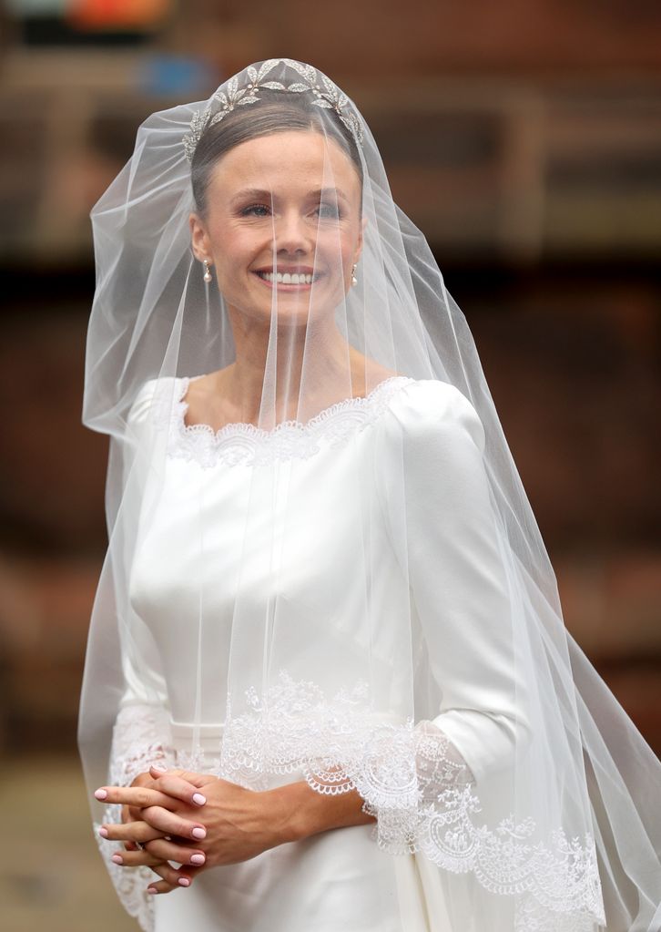 Olivia Henson arrives for her wedding to Hugh Grosvenor, Duke of Westminster at Chester Cathedral on June 07, 2024 in Chester, England. (Photo: Chris Jackson/Getty Images)