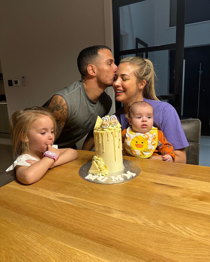 Gemma Atkinson and Gorka Marquez with their children and birthday cake