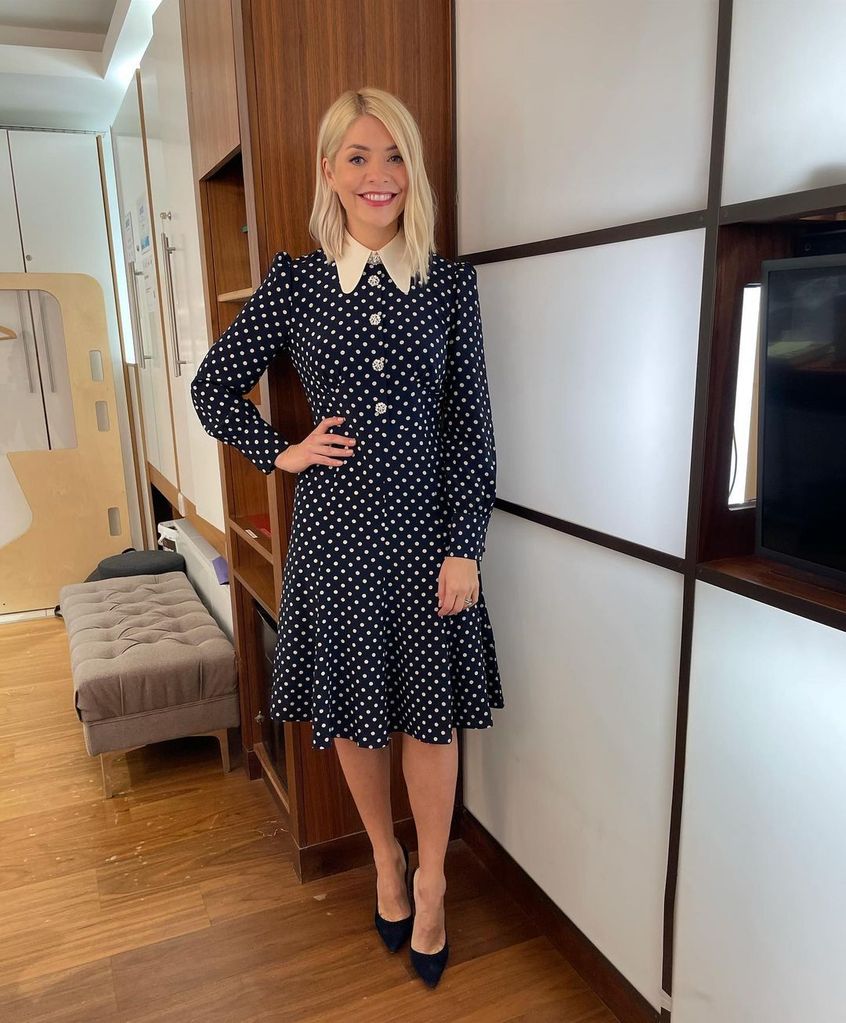 Holly Willoughby in a polka dot dress 
