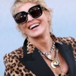 Sharon Stone, 66, sets pulses racing in leopard print swimsuit in artsy new photo from LA home