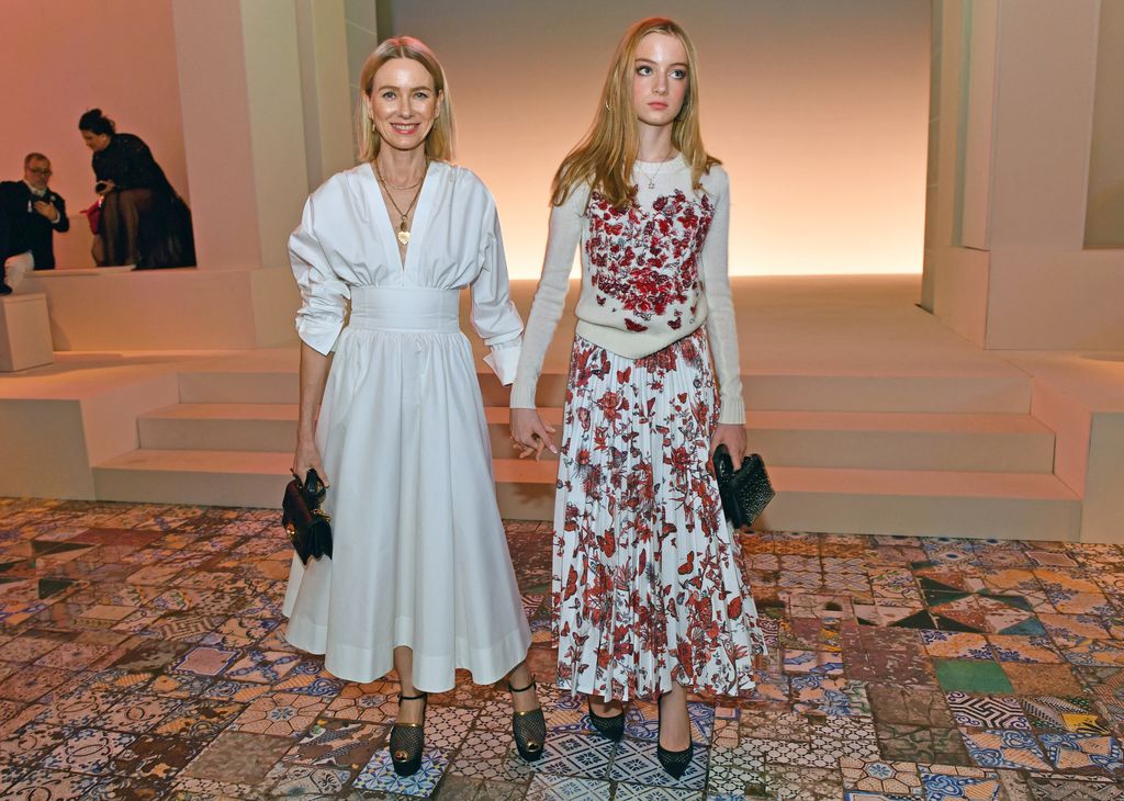 Naomi Watts walks hand-in-hand with her youngest daughter, Kai Schreiber, at the Dior Pre-Fall Fashion Show at the Brooklyn Museum.  