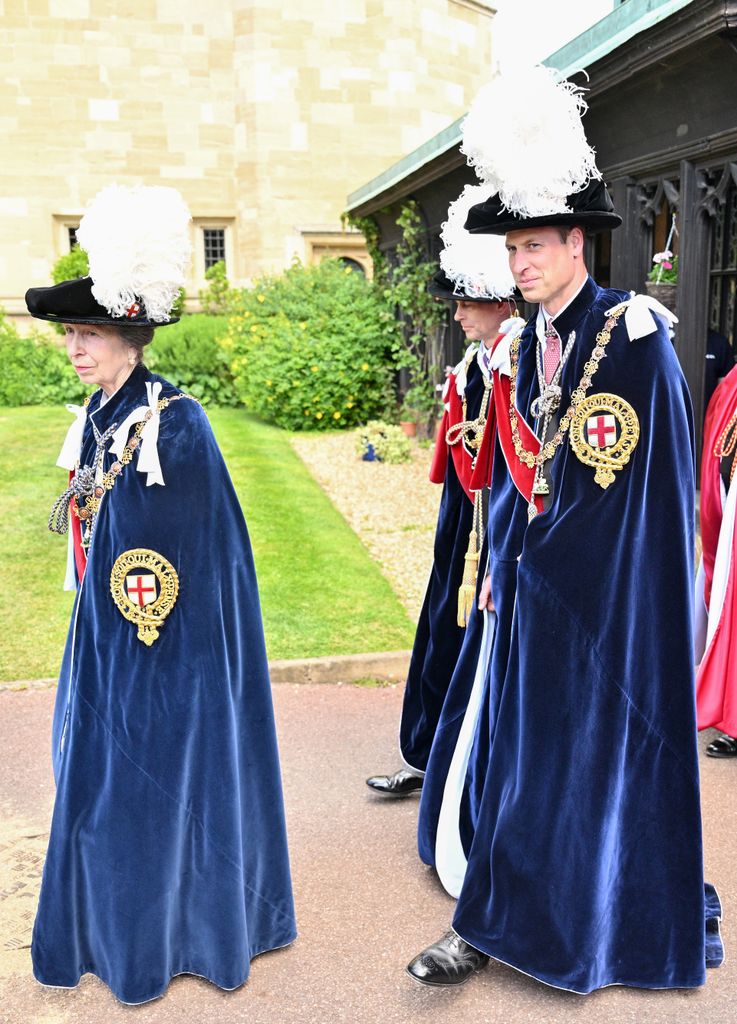 Prince William walking behind Princess Anne on Garter Day
