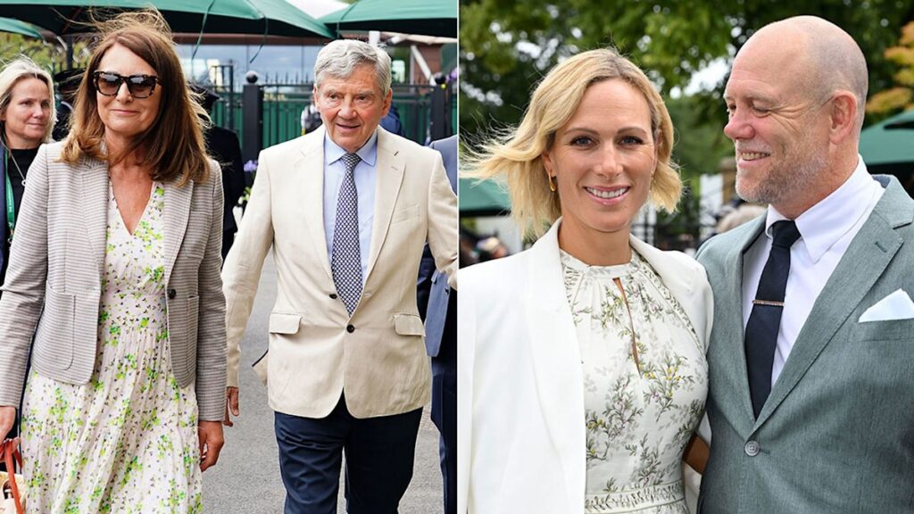 Kate Middleton’s parents Carole and Michael Middleton join the Tindalls on Day 10 of Wimbledon
