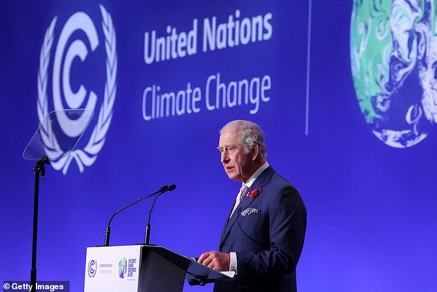 Charles has been a vocal advocate for environmental protection for more than five decades. Above: Charles delivers a speech at the opening ceremony of the United Nations Climate Change Conference COP26 in Glasgow in 2021
