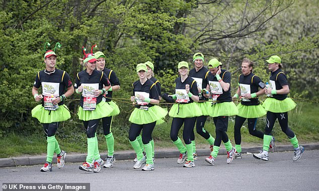 Dressed in a caterpillar costume, Beatrice and her team ran the London Marathon in 2010