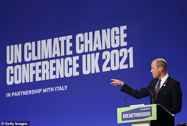 Prince William speaking at COP26 in Glasgow, Scotland in November 2021