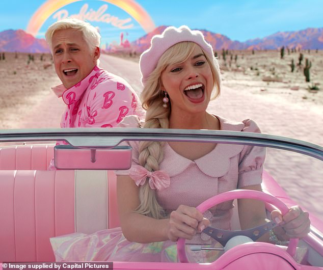 Barbie and Oppenheimer grossed over $240 million combined in their opening weekend (pictured are Margot Robbie and Ryan Gosling)
