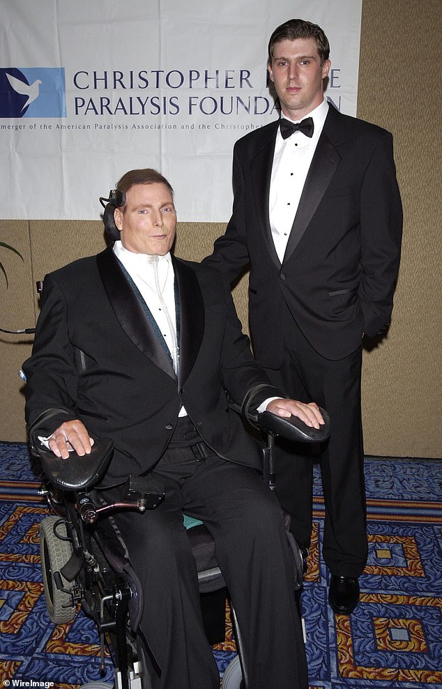 Reeve dedicated his time to raising awareness and funds for people with paralysis, founding the Christopher and Dana Reeve Foundation which aims to cure spinal cord injury by advancing innovative research and improving the quality of life for individuals and families affected by paralysis (pictured with Matthew in 2002)
