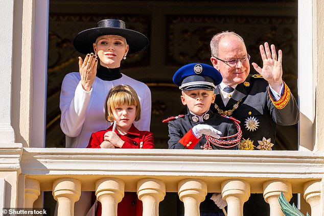 The couple's twins Jacques and Gabriella seen on the balcony of the Prince's Palace during the National Day celebrations in 2022