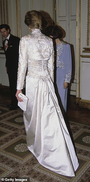 The Princess completed her regal look with a beaded bolero jacket