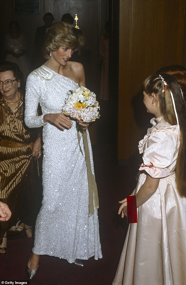 The Princess wore this Hachi gown at the Melbourne Hilton in April 1983