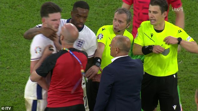 The England midfielder was pushed by another member of the Slovakia coaching staff during the altercation