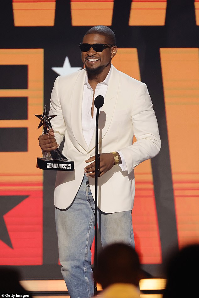 Usher said in his acceptance speech that he was 'really happy to be able to be in this category'