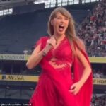 Taylor Swift fans are convinced Travis Kelce surprised his girlfriend with unexpected appearance at Eras Tour show in Dublin… before loved-up pair are spotted leaving the stage together