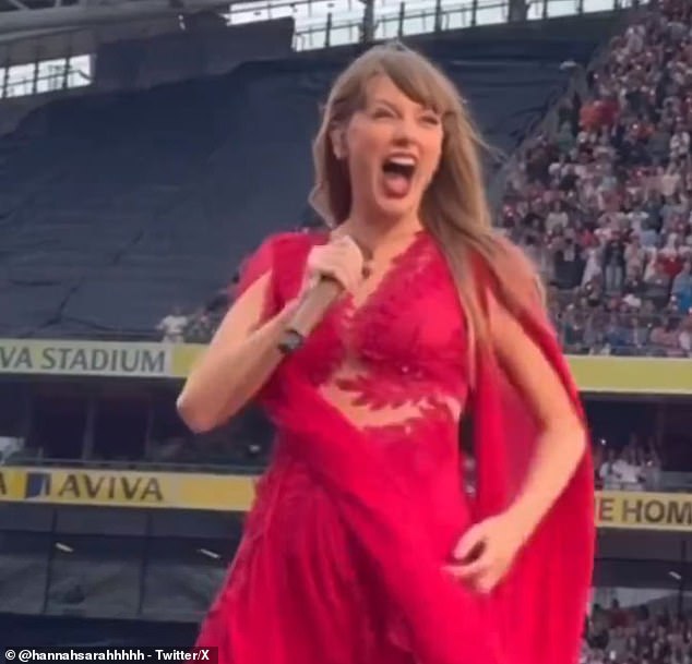 Taylor Swift fans are convinced Travis Kelce surprised his girlfriend with unexpected appearance at Eras Tour show in Dublin… before loved-up pair are spotted leaving the stage together