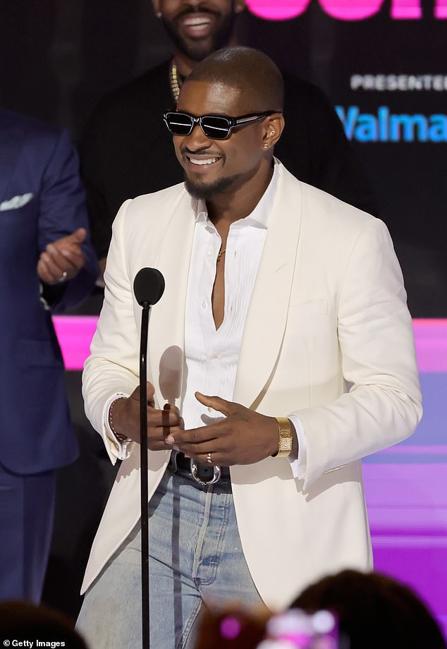 He referenced his late father Usher Raymond III in his speech, saying that 'you have to have a forgiving heart in order to understand the true pitfalls and hardships of a Black man in America'