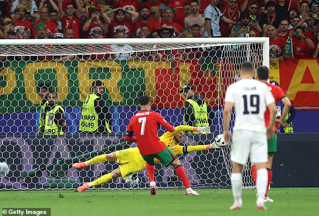 Oblak dives full force to stop Ronaldo from giving Portugal the lead in extra time
