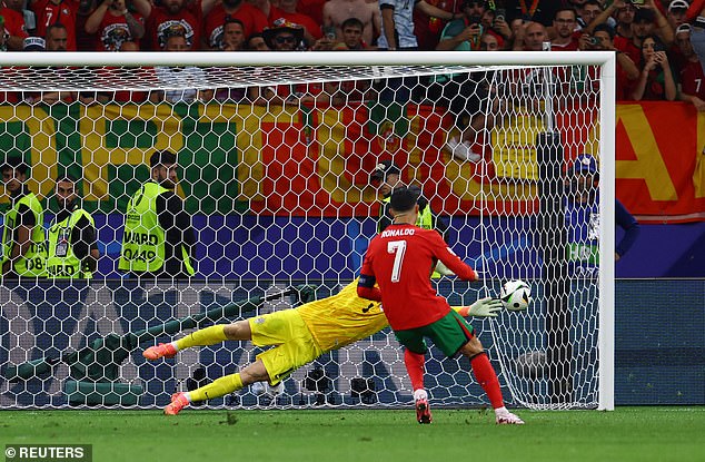 Oblak made a superb dive to tip Ronaldo's powerful penalty onto the goalpost in extra time