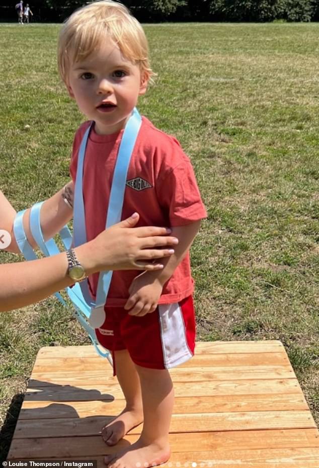 The proud mum shared photos of Leo with his medal and revealed how much the day means to her, as a year ago she almost missed out on sports day as she struggled with anxiety.