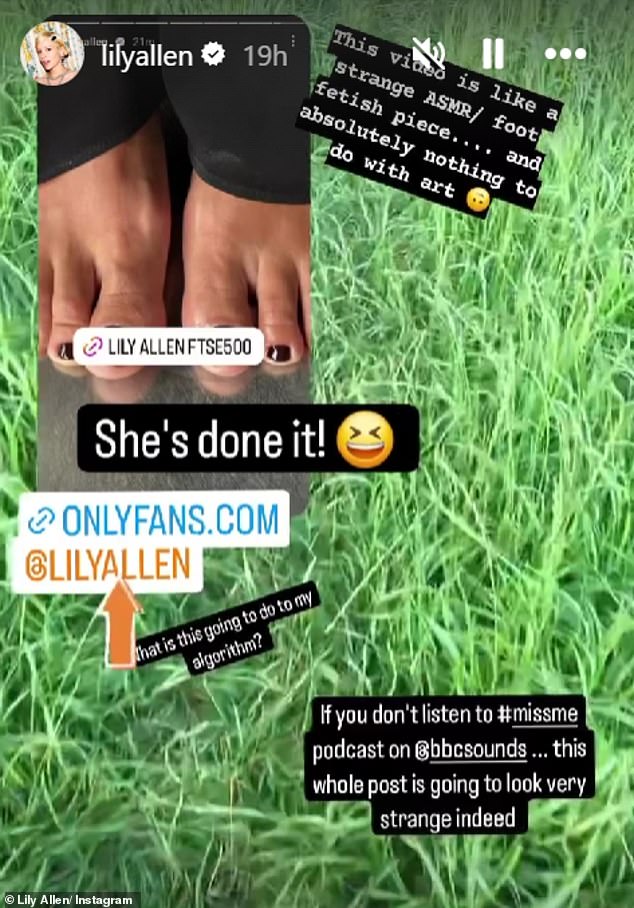 Lily shared the news of officially launching her Only Fans on her Instagram Story, posting a link to her page along with a photo of her painted toes.