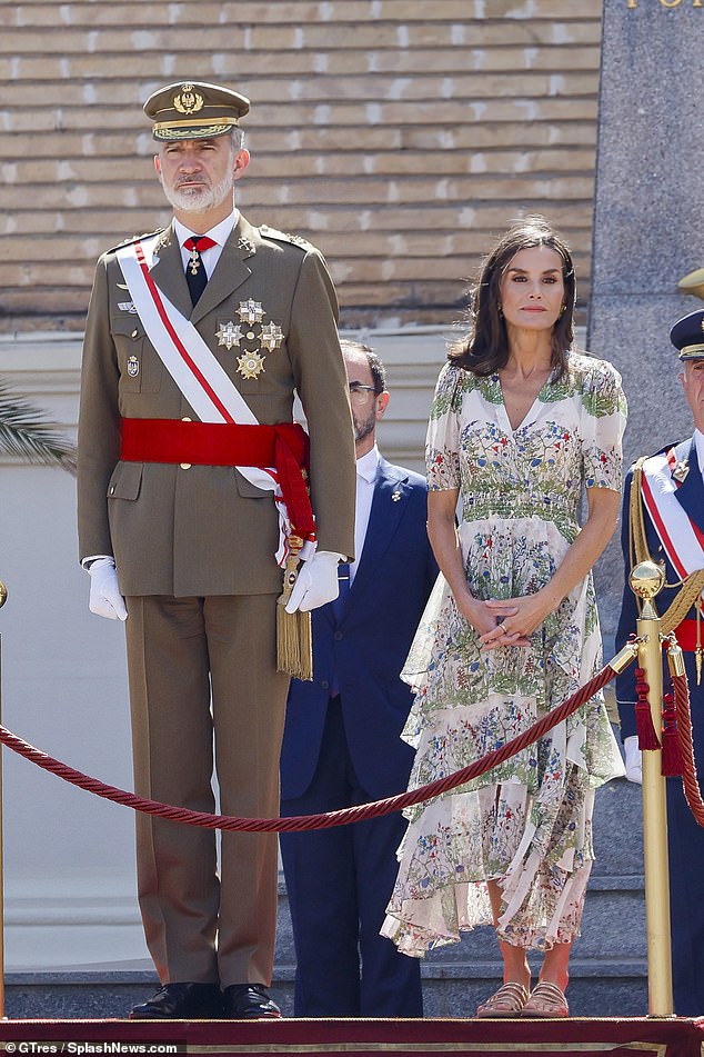 Queen Letizia and King Felipe put on brave faces for Leonor's graduation from military school