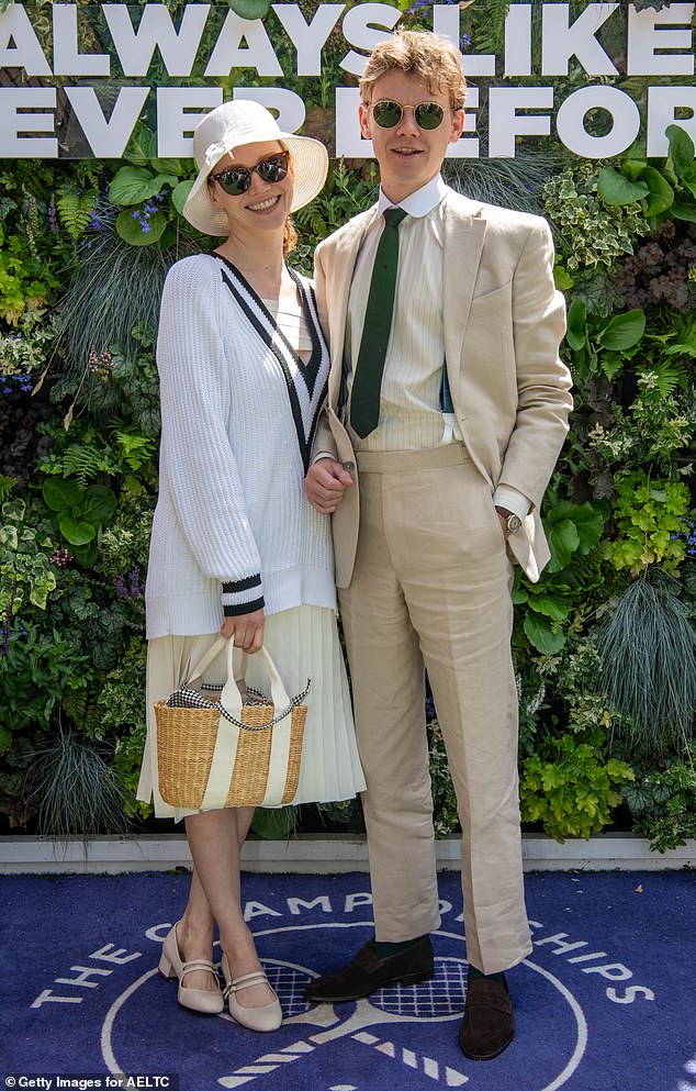 Newlyweds Talulah Riley and Thomas Brodie-Sangster don their best formal tennis attire as they lead the stars stepping out for Wimbledon day four