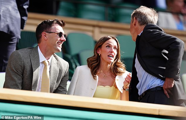 Pat Cummins gets over his World Cup heartbreak as he and wife Becky rub shoulders with VIPs and Kate Middleton’s parents in Wimbledon’s Royal Box