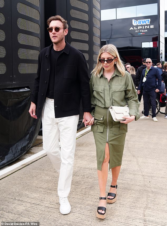 Former Saturdays singer Mollie King and cricketer fiancé Stuart Broad at Silverstone on Sunday