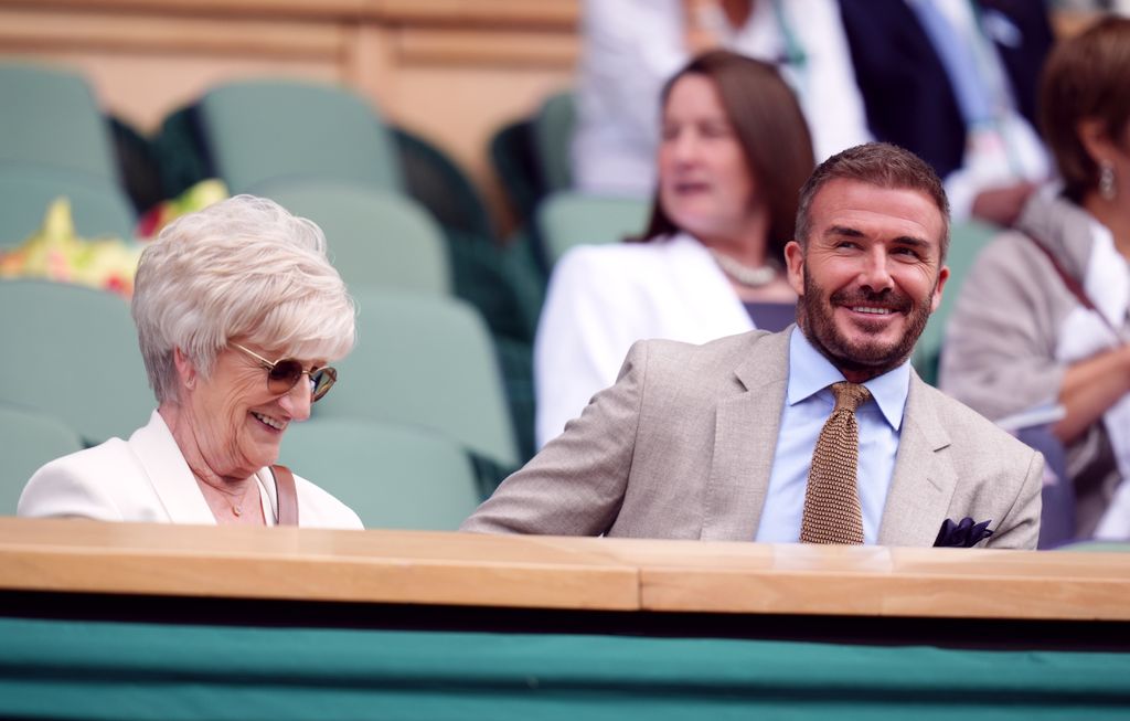 David Beckham and his mother Sandra in the Royal Box at Wimbledon
