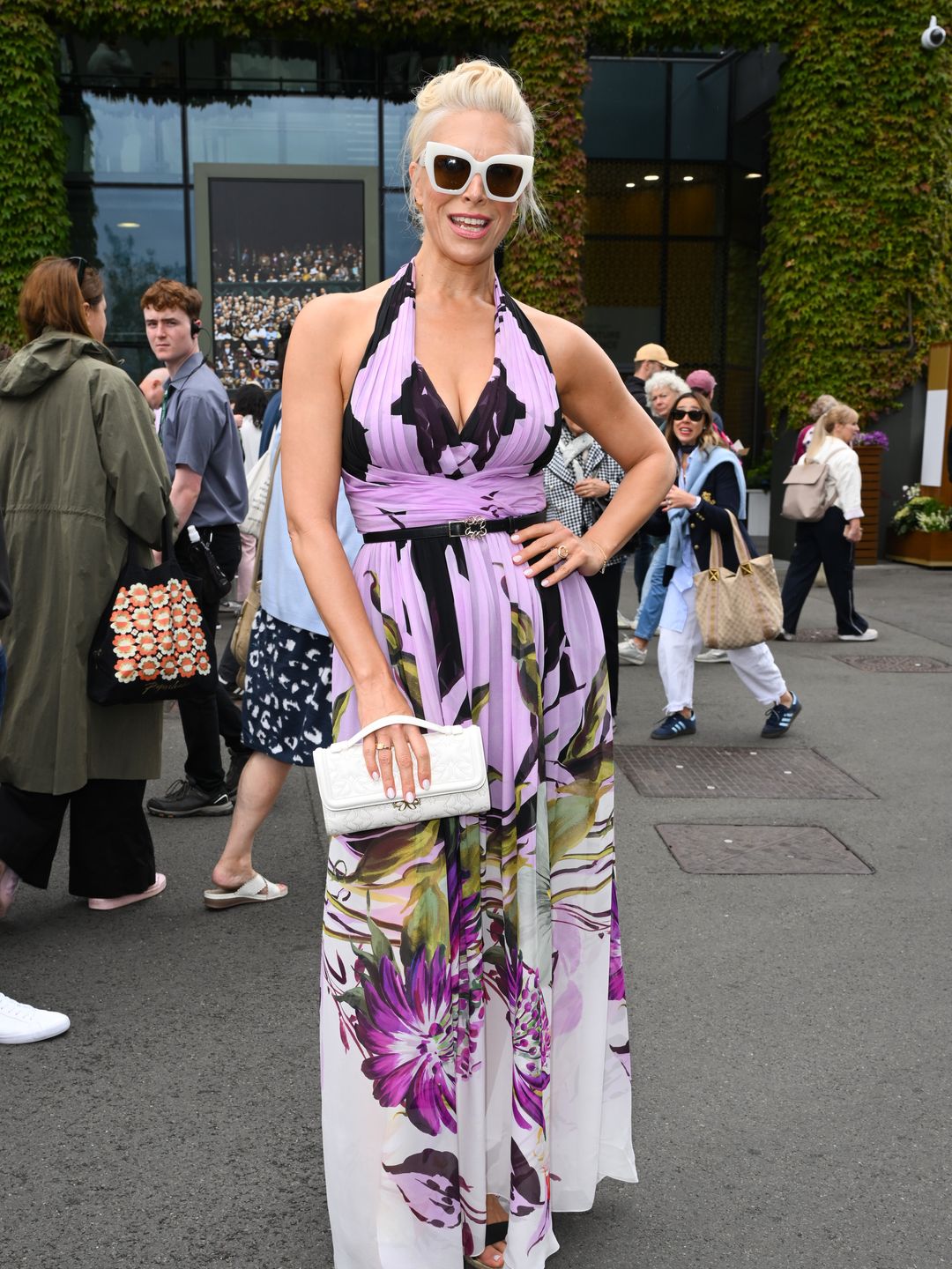Hannah Waddingham in a floral dress at Wimbledon