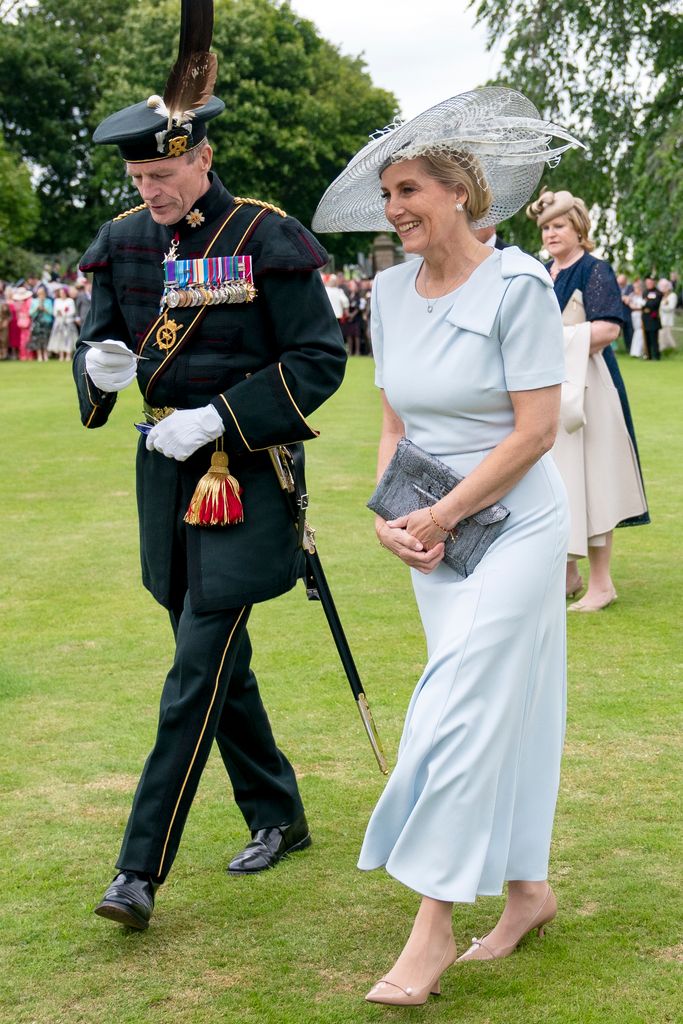 Duchess Sophie wearing a blue Roland Mouret dress