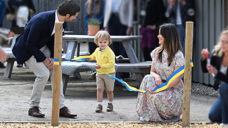 The funniest picture of Julian of Sweden who makes his debut at an official event, opening his own playground!