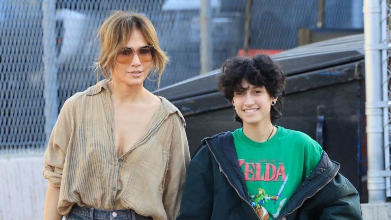 Jennifer Lopez ditches her stilettos and embraces casual with a boho edge while flea market shopping with M