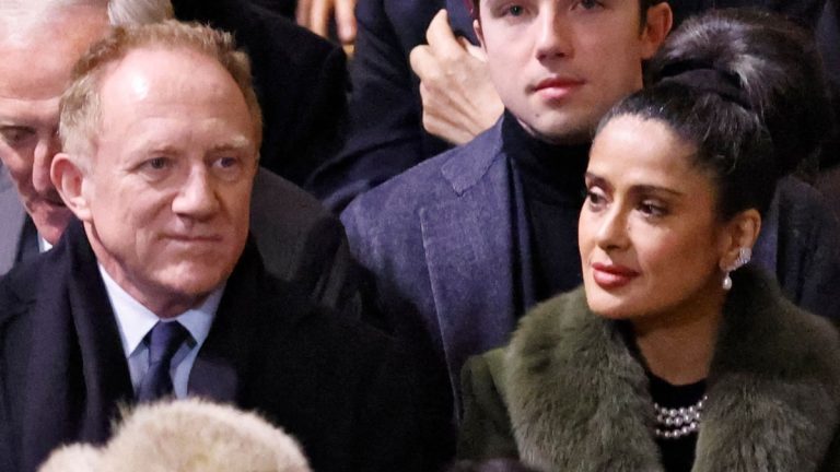 Salma Hayek and François-Henri Pinault beam at the reopening of Notre Dame